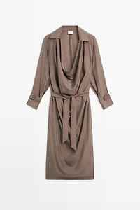 Draped neckline trench dress - STUDIO