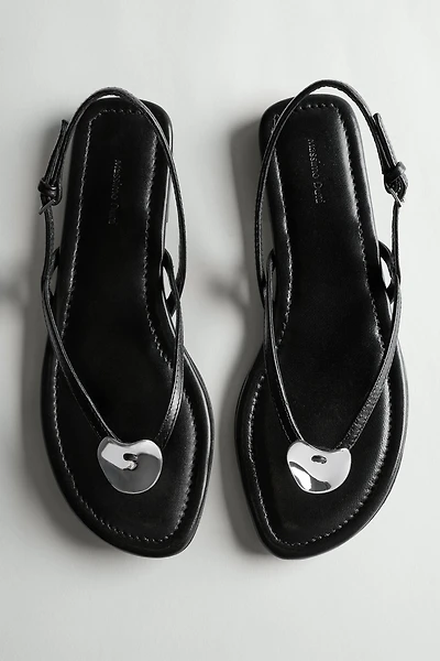 Flat slider sandals with gem detail