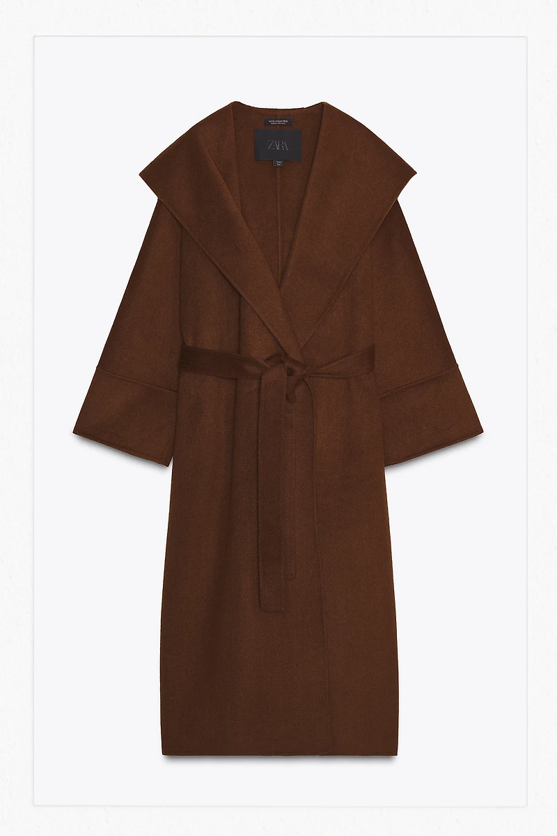 MANTEAU LONG AVEC CEINTURE ET LAINE ZW COLLECTION LIMITED EDITION
