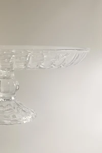 RAISED GLASS SERVING DISH WITH DIAMOND DESIGN