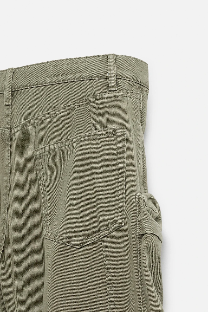 DENIM CARGO PANTS WITH POCKETS