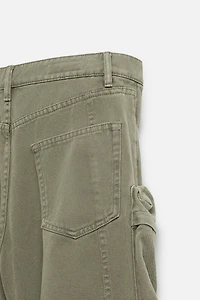 DENIM CARGO PANTS WITH POCKETS