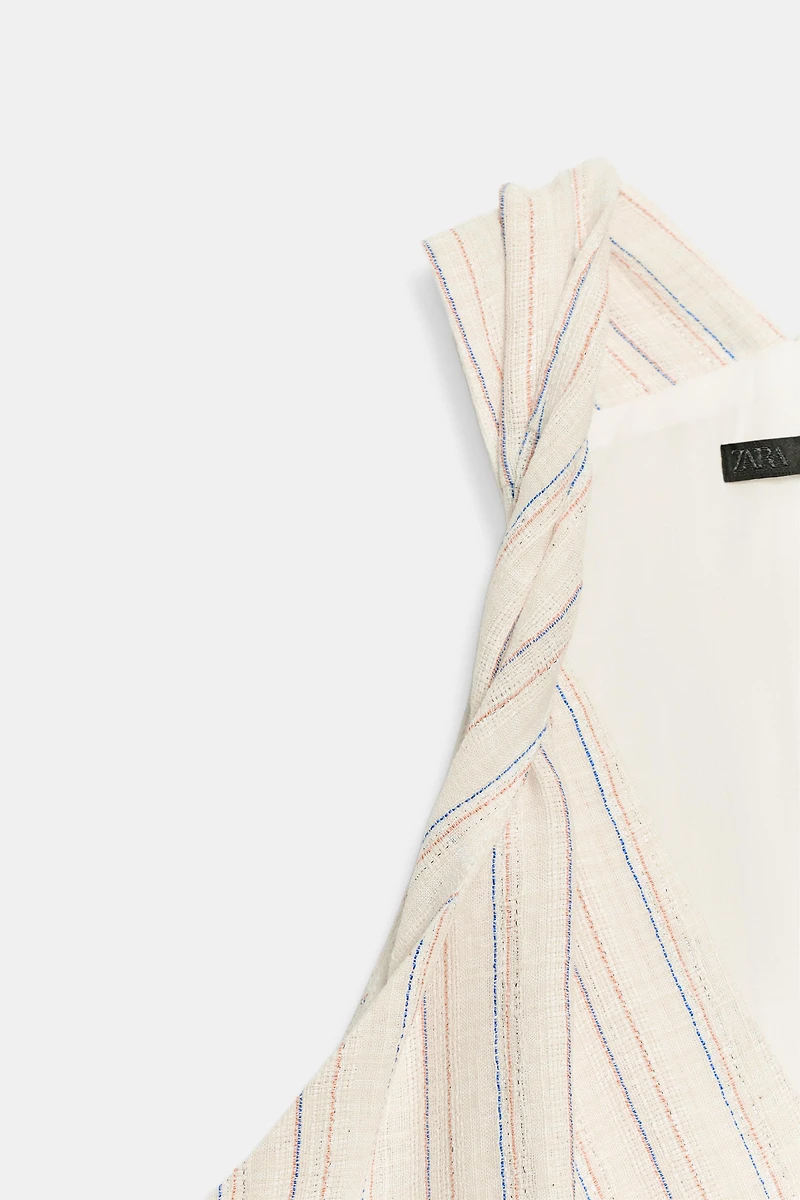 METALLIC THREAD STRIPED LONG DRESS