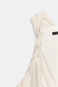 METALLIC THREAD STRIPED LONG DRESS