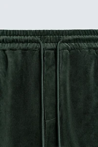 VELOUR PIPED PANTS
