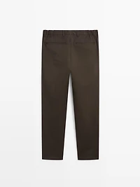 Cotton blend tapered fit trousers