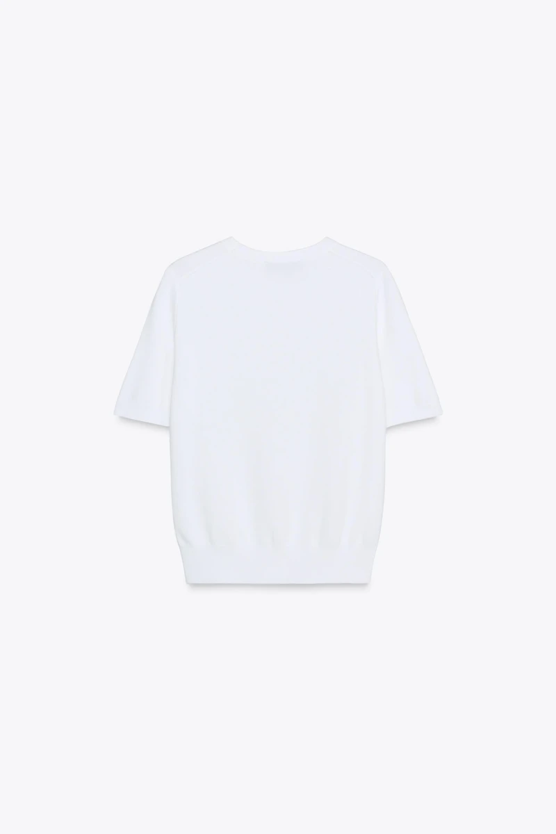 SHORT SLEEVE BASIC KNIT TOP