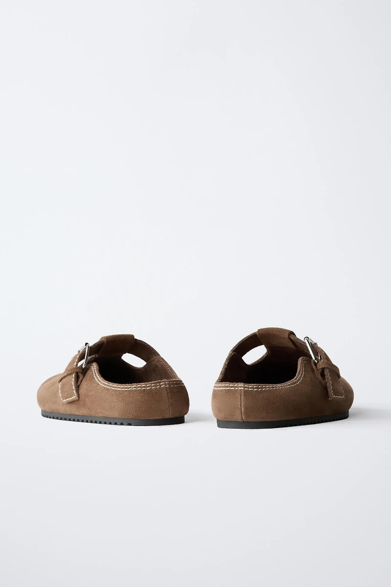 TOPSTITCHED LEATHER CLOGS