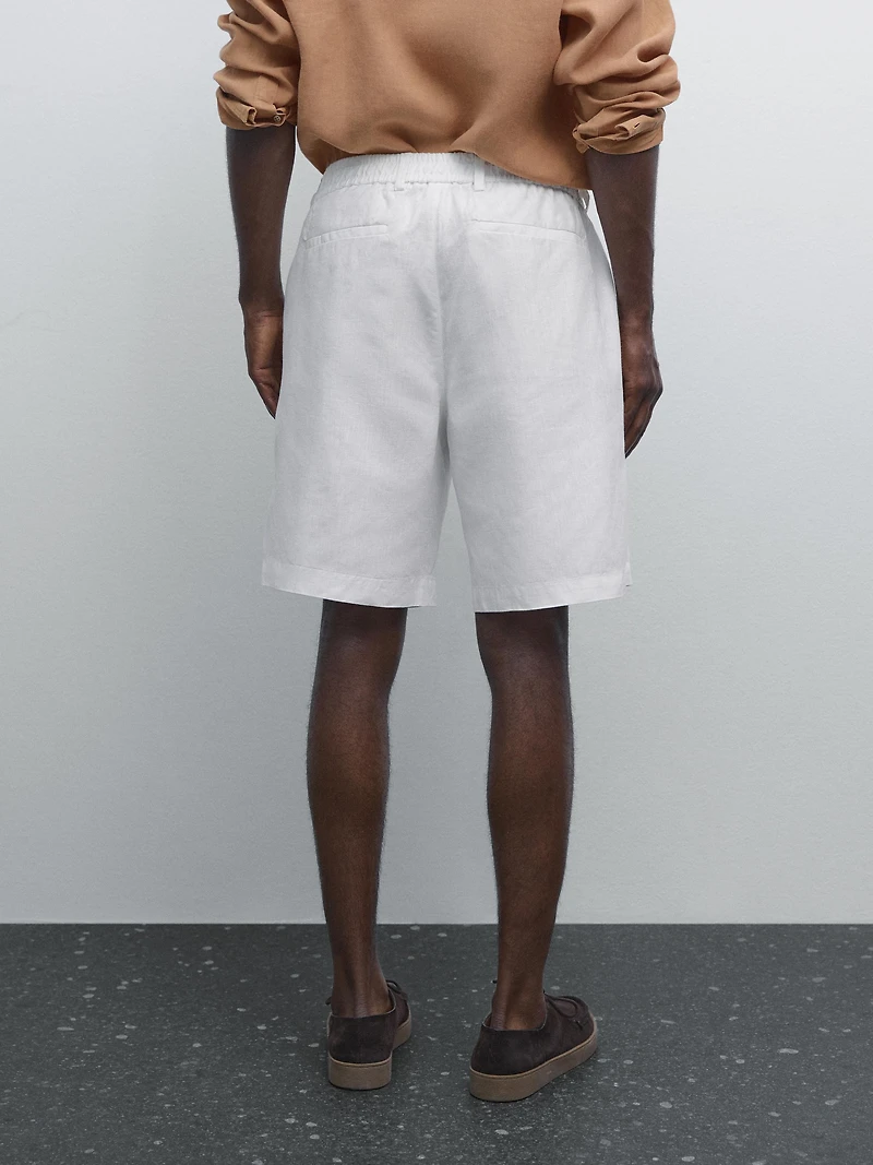 Bermuda semi-jogger 100 % lin