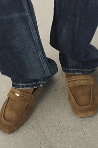 SPLIT LEATHER MULE LOAFERS