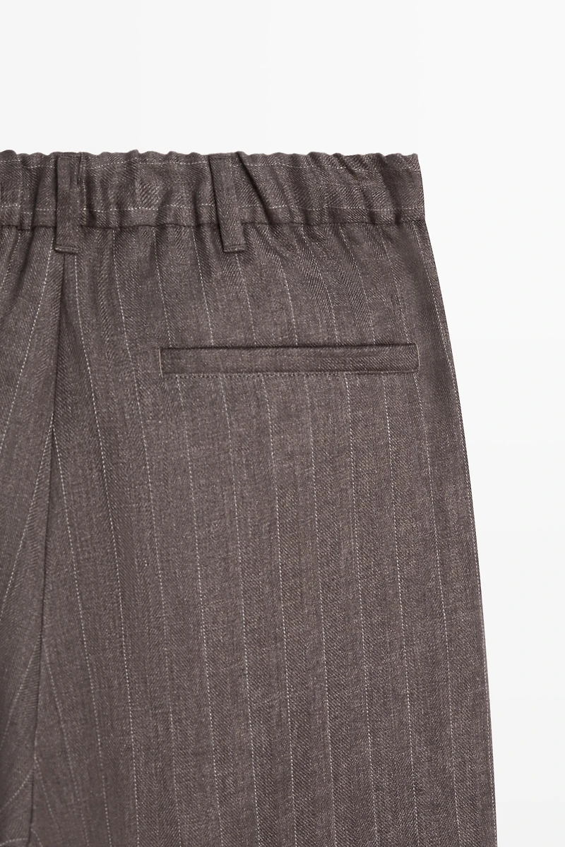 100% linen striped straight-leg pants
