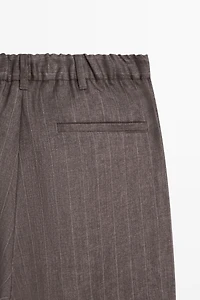 100% linen striped straight-leg pants