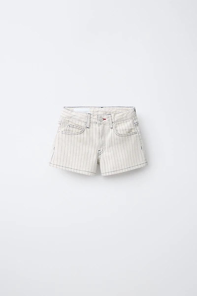 STRIPED DENIM SHORTS
