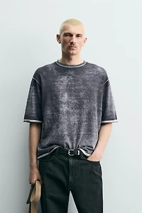 WASHED PRINT KNIT T-SHIRT