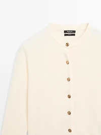Wool knit cardigan with gold buttons