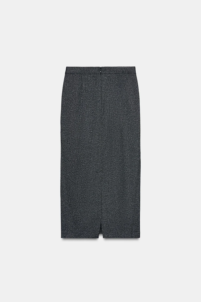 HEATHERED PENCIL MIDI SKIRT