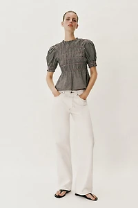PLAID SMOCKED SHIRT