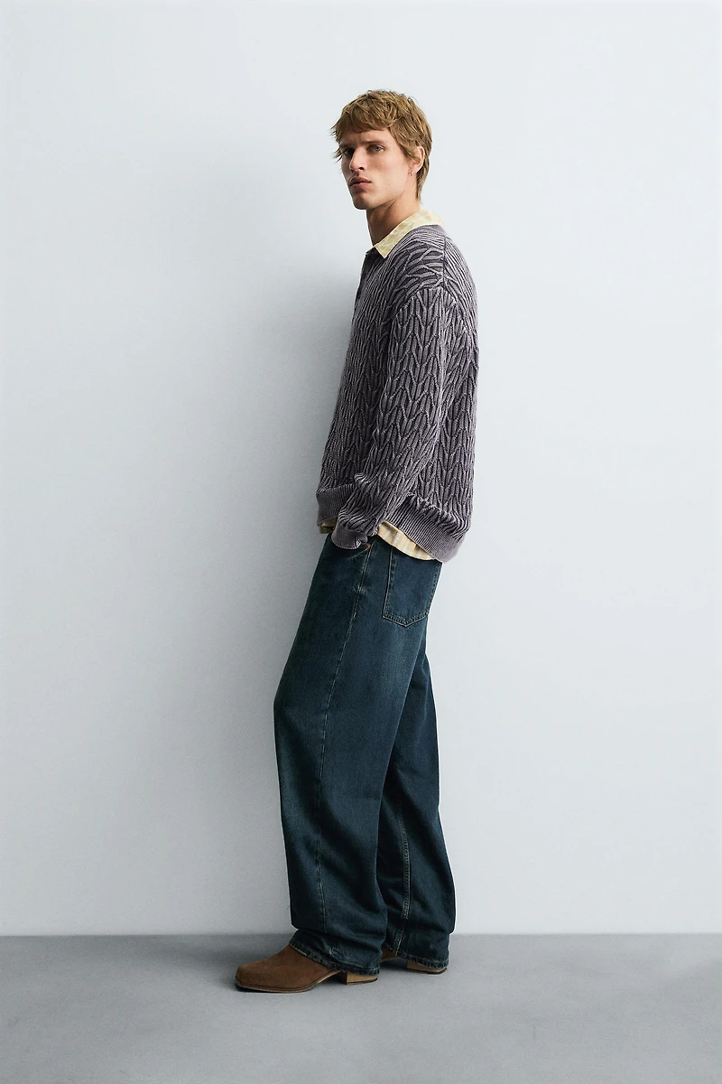 GEOMETRIC JACQUARD KNIT POLO SHIRT
