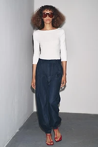 T-SHIRT COL BATEAU EN COTON