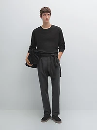 Slim fit textured trousers
