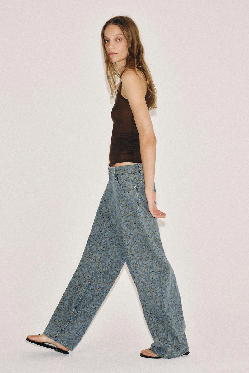 JEAN ZW COLLECTION BARREL TAILLE HAUTE FLEURS