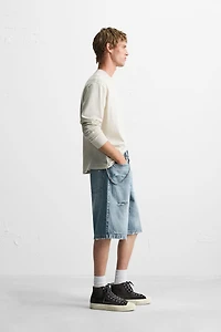 RIPPED BAGGY FIT DENIM SHORTS