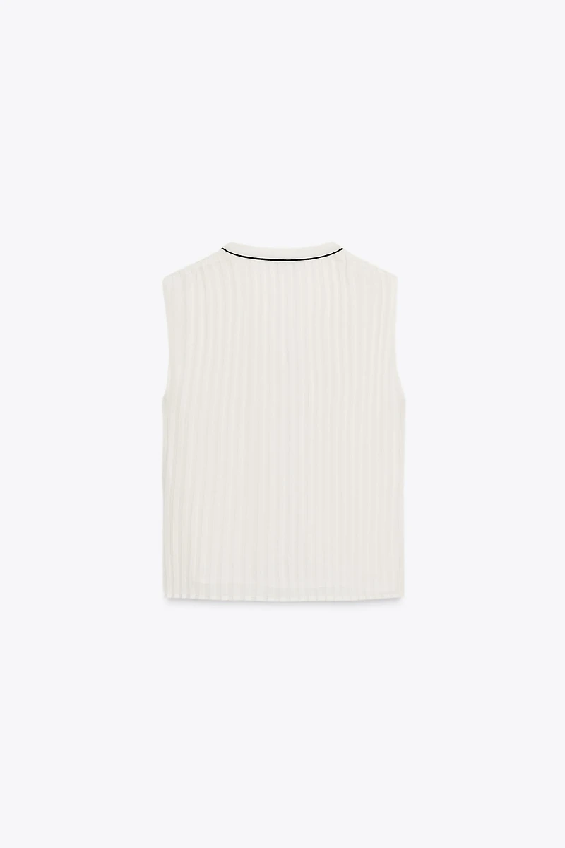 PLEATED BLOUSE WITH CONTRAST TRIM