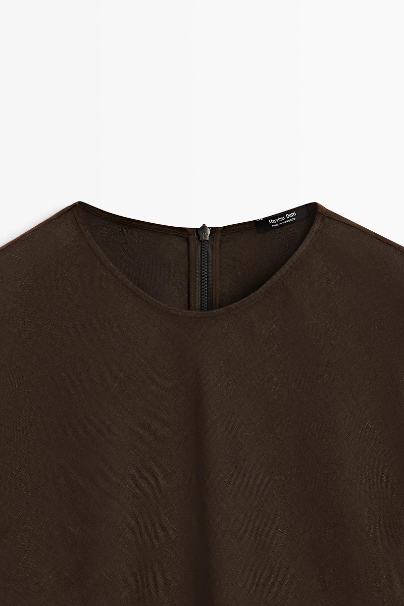 100% linen asymmetric top