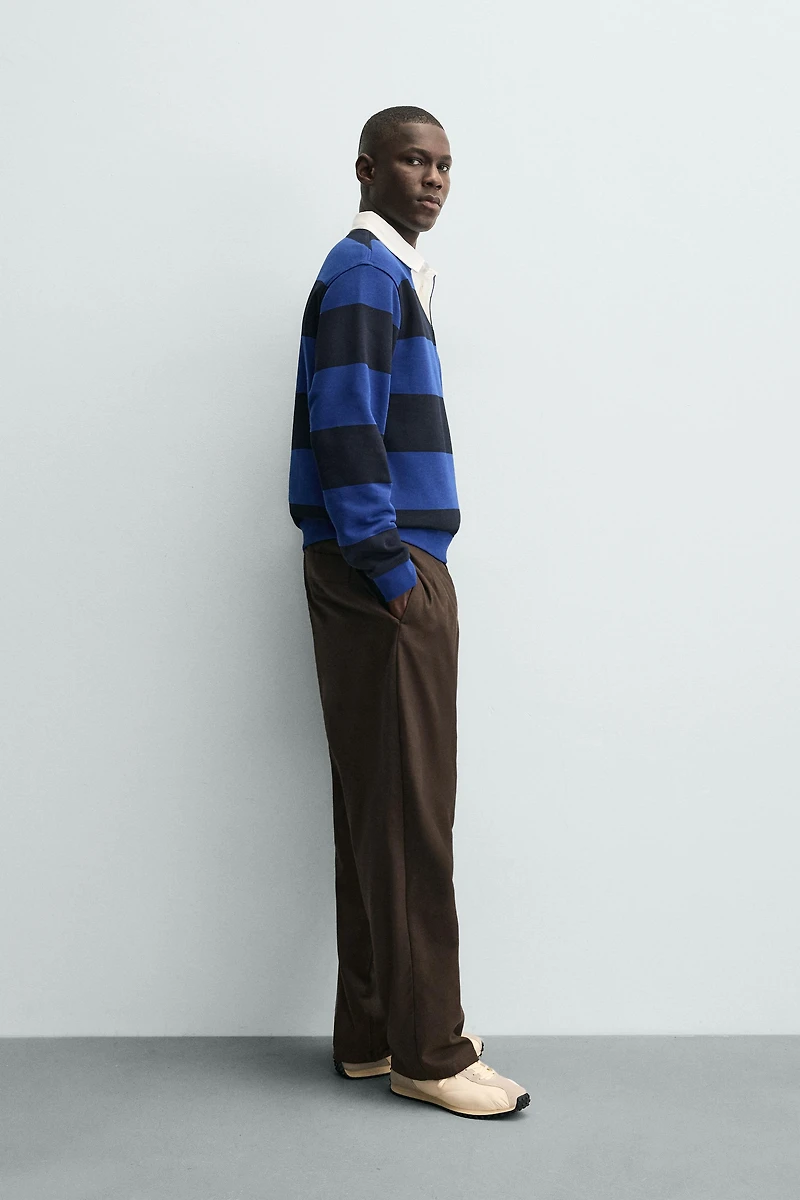 CONTRAST COLLAR POLO SWEATSHIRT