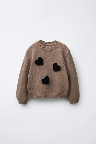 CONTRAST HEARTS KNIT JUMPER