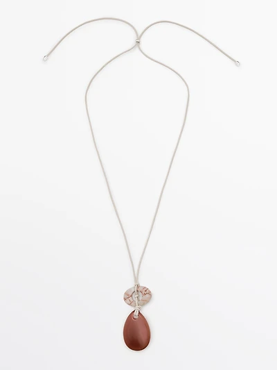 Leather cord necklace with stones
