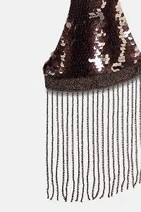 FRINGED SEQUIN CROP TOP
