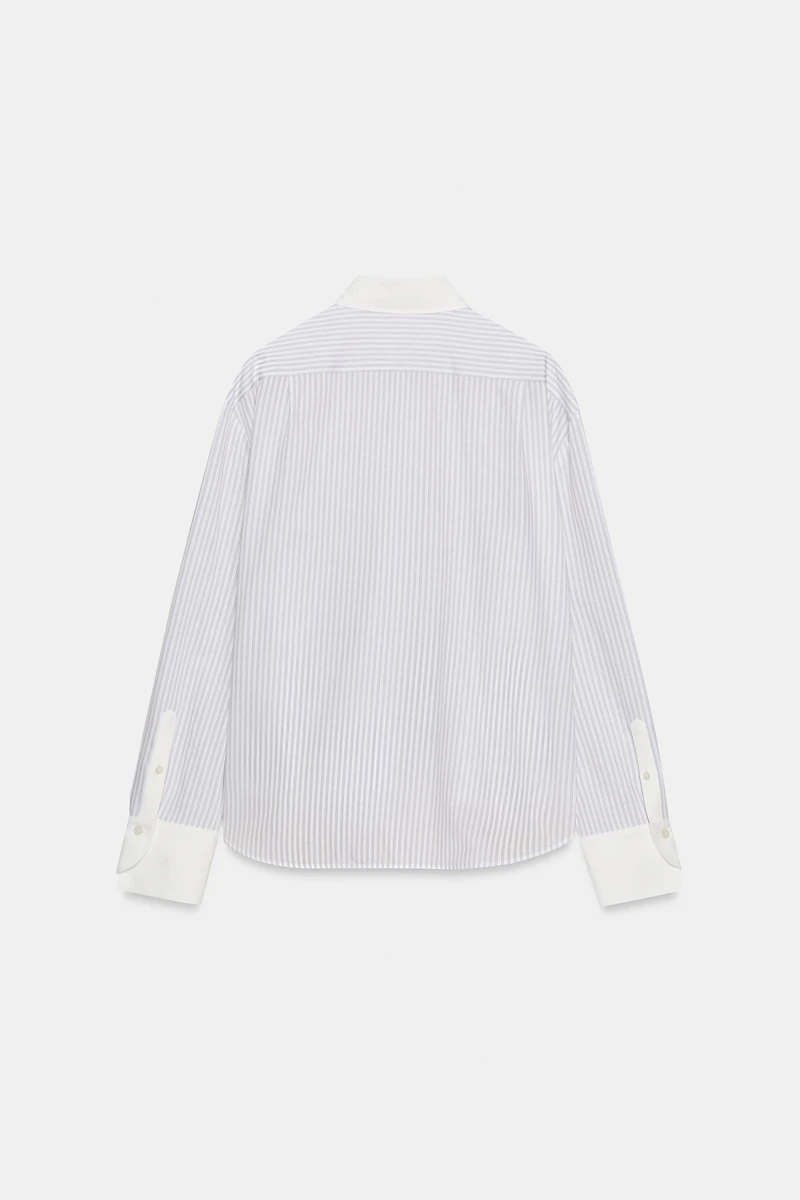 STRIPED SHIRT WITH CONTRAST COLLAR ZW COLLECTION