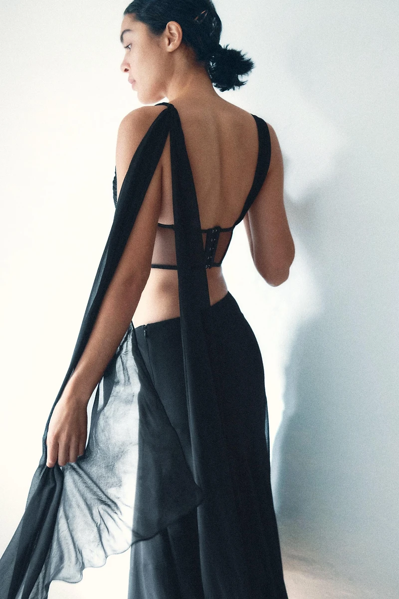 DRAPED GEORGETTE SKIRT