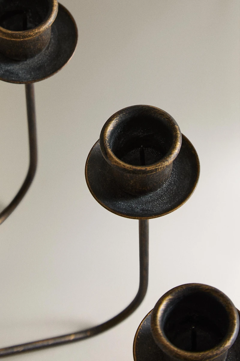 TRIPLE IRON CANDLESTICK