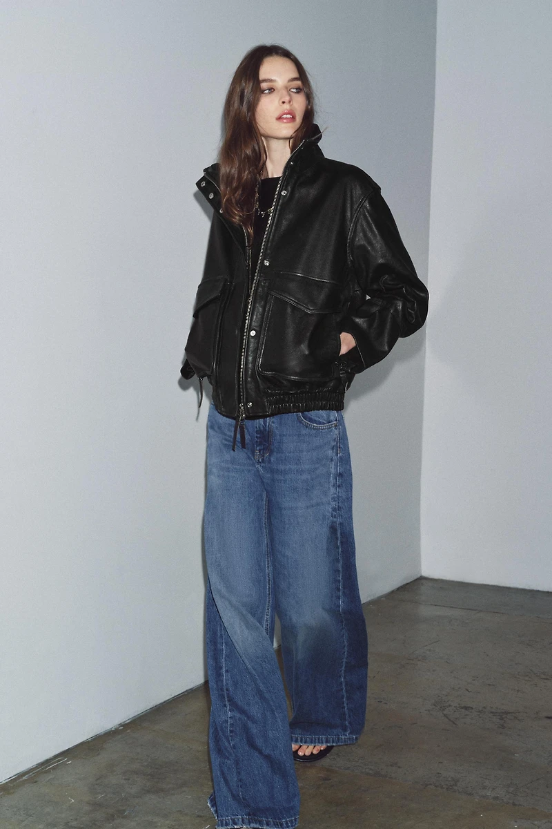 100% LEATHER BOMBER JACKET ZW COLLECTION LIMITED EDITION