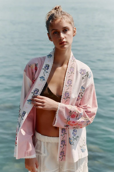 FLORAL EMBROIDERED COTTON KAFTAN