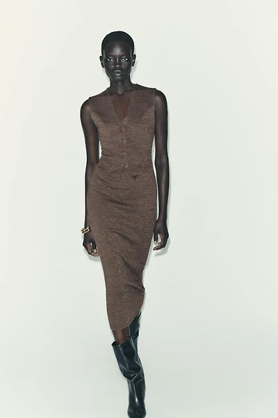 BUTTON MIDI DRESS