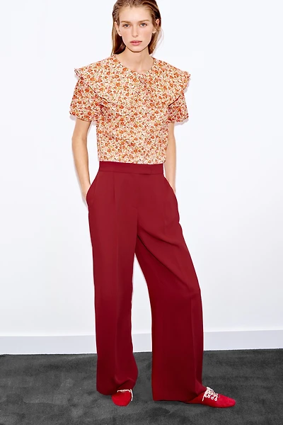 WIDE LEG PLEATED PANTS