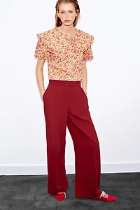 WIDE LEG PLEATED PANTS