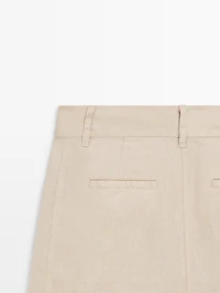 100% linen long Bermuda shorts with darts