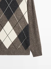 Pull à losanges en maille 100 % laine