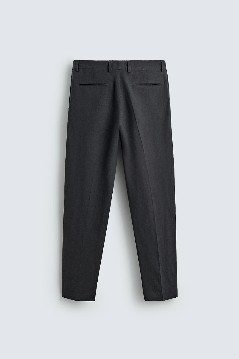 100% LINEN REGULAR FIT SUIT PANTS