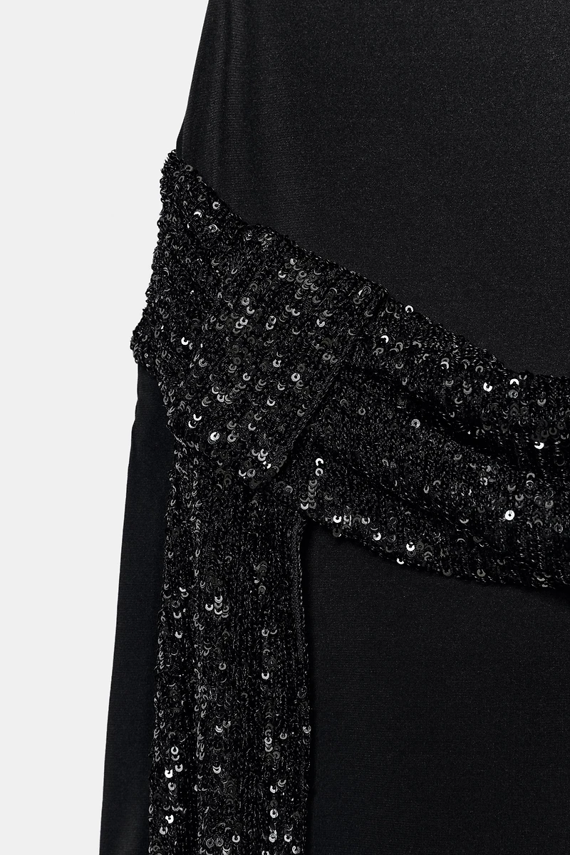 SEQUIN SASH MINI DRESS