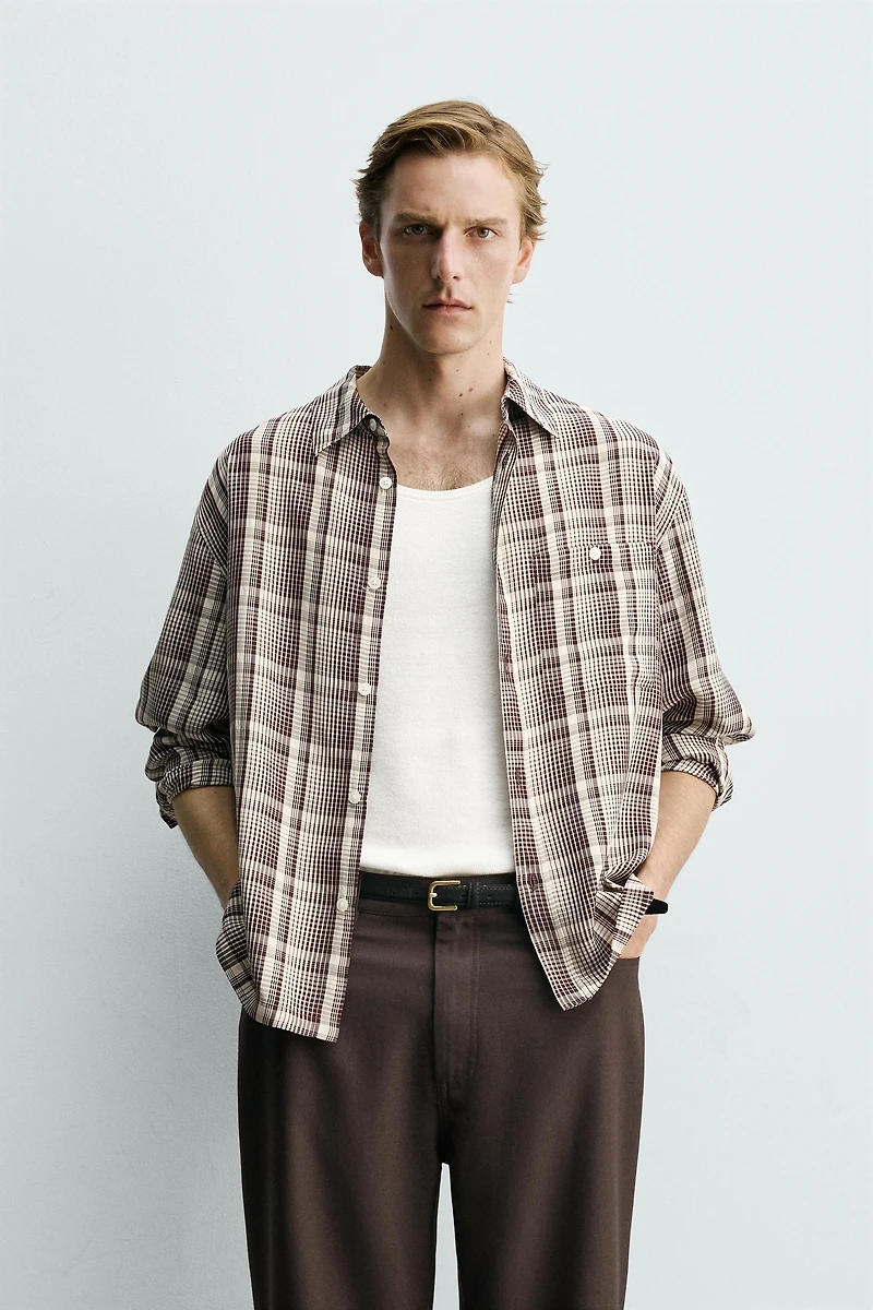 FLOWY PLAID SHIRT