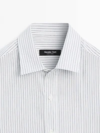 Cotton blend regular fit striped shirt