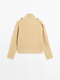 Cardigan en maille 100 % laine à col roulé