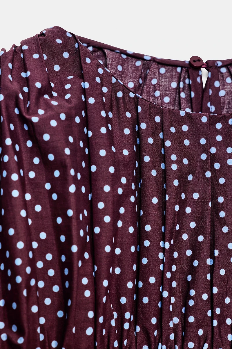 POLKA DOT BALLOON SLEEVE BLOUSE