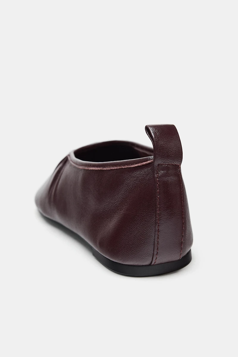 SOFT EFFECT LEATHER BALLET FLATS