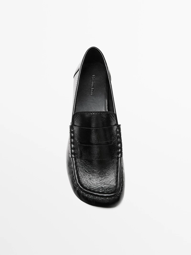 Leather loafers with penny strap